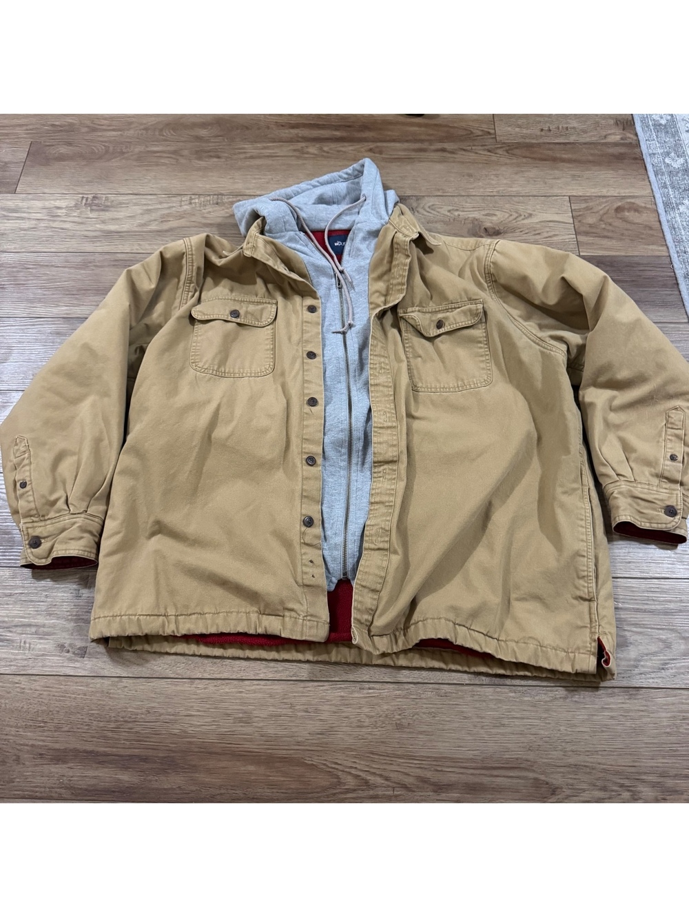 Vtg Puritan Men XL Camel Canvas Hooded Jacket Fleece Lined